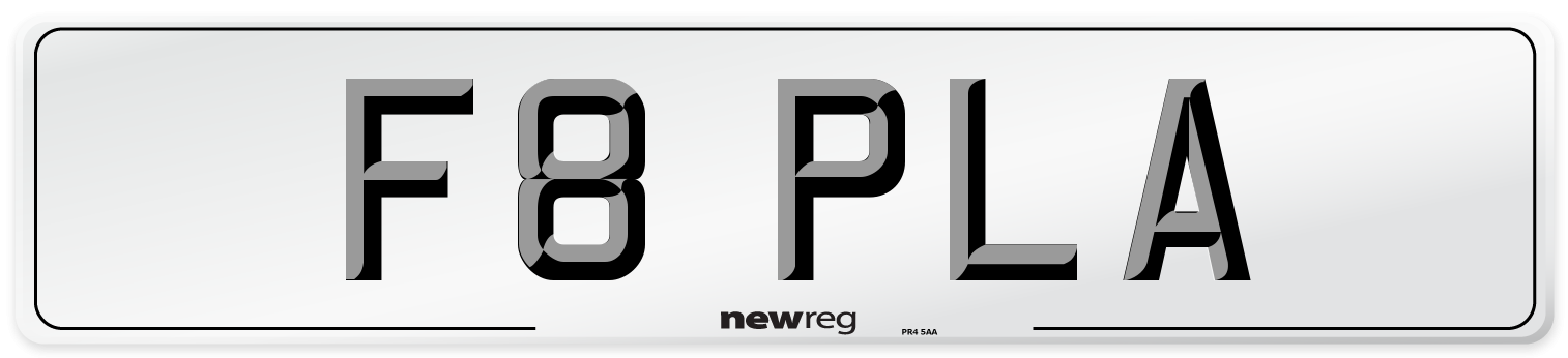 F8 PLA Number Plate from New Reg